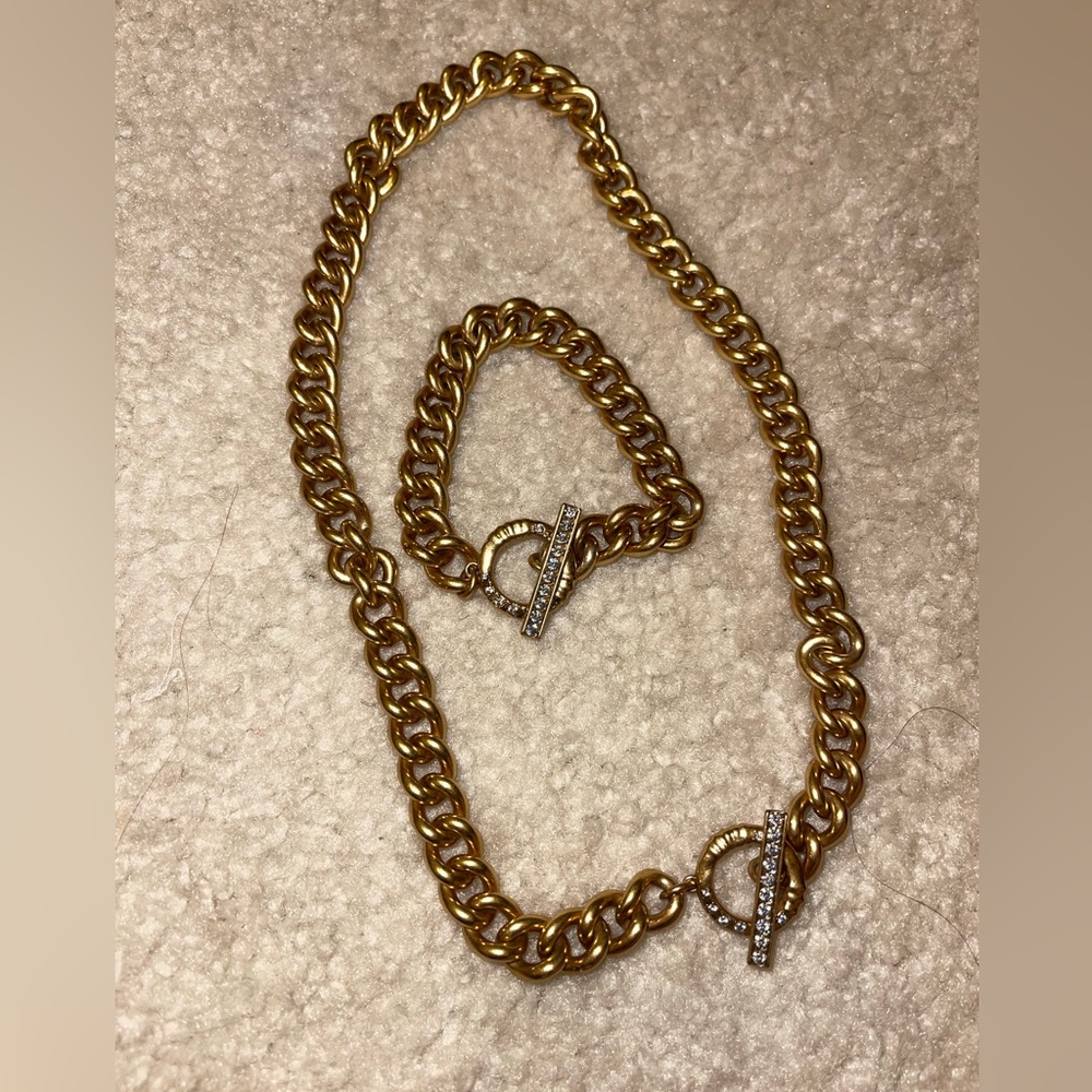 Kendra Scott Whitley Necklace and Bracelet in vintage gold